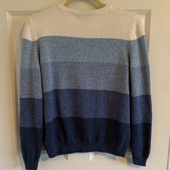 Alfred Dunner Cotton Blend Sweater Blue Colorblock Stripes Floral Embroidery MP - Picture 7 of 9